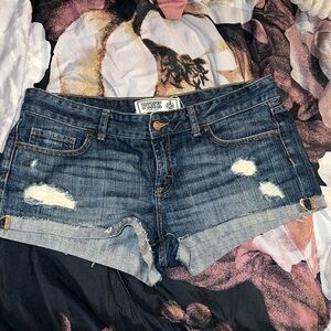 Pink Victorias Secret distressed denim shorts